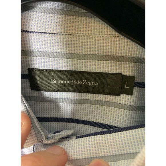 Ermenegildo Zegna button down shirt 100% cotton striped men's size large - Picture 3 of 4